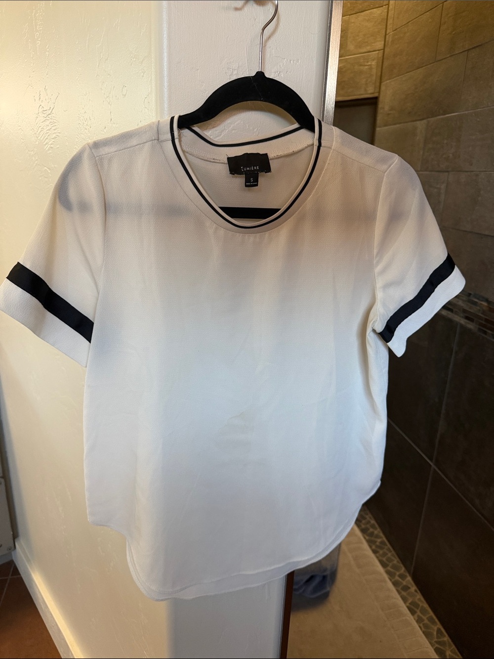 Lumiere White Short Sleeve Tee with Black Trim